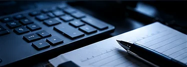 Research notebook and keyboard